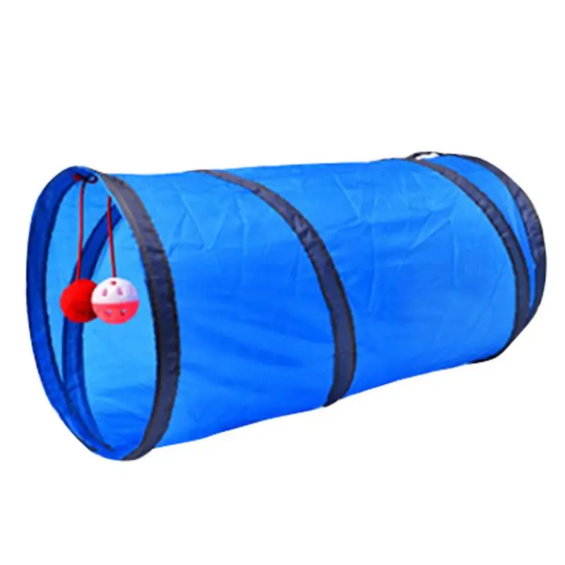 Navy Blue 2 отверстия, 5 цветов, туннель для домашних животных, игрушка для кошек, забавные интерактивные игрушки для кошек, проходные трубы, складная игрушка для игр с 2 колокольчиками - Цвет: Navy Blue