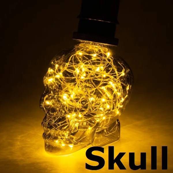 SLB-Skull-WW E27 3D лампа светодиодный RGB светильник, украшение на Рождество, лампа A60 ST64 G80 G95 G125 флакон со стразами Сердце Череп 110V 220V светодиодный лампы - Цвет: SLB-Skull-WW