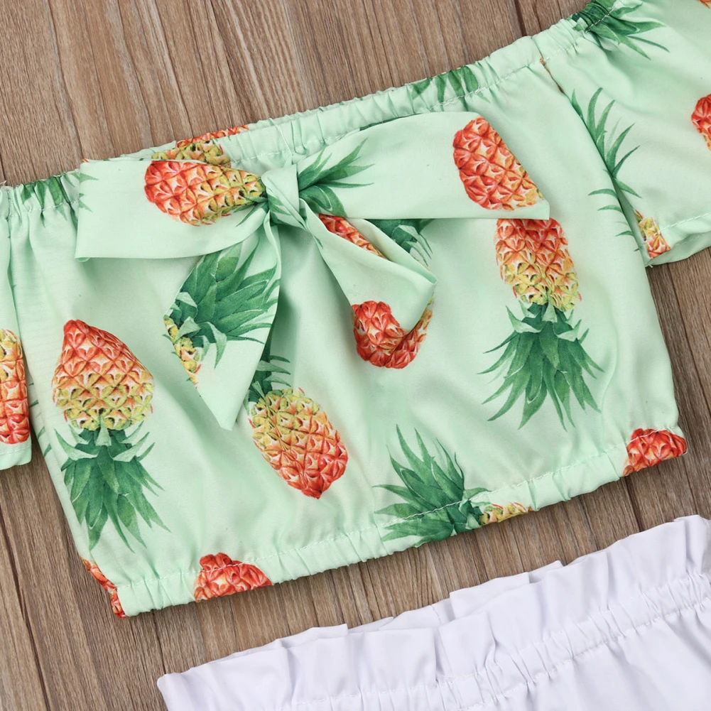 Комплект из 2 предметов Новинка модные топы с открытыми плечами для маленьких