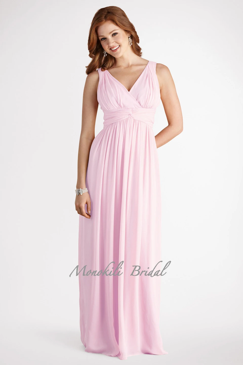 walkerbridal 's 2014 Summer Lovely V-neck Bodice Fashioned to a Flattering Twisted Waist Floor-Length Chiffon of Prom Dress | Свадьбы и