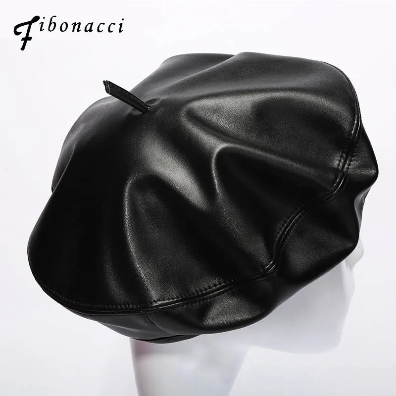 Fibonacci модные береты шапки для женщин осенне зимнее Брендовое качество черного