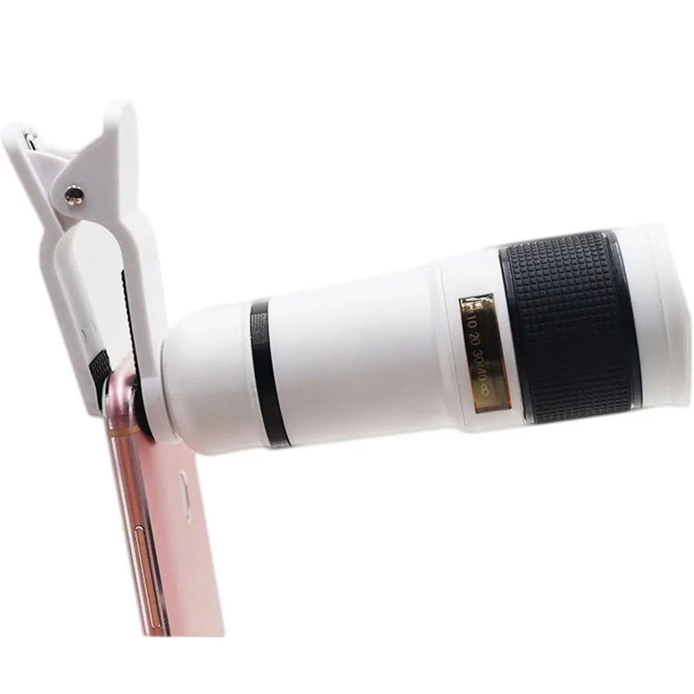 12X WHITE HD 8X 12X 14X зум камера телеобъектив с зажимом для iPhone/телефона Универсальный объектив DSLR универсальный продукт мобильного телефона - Цвет: 12X WHITE