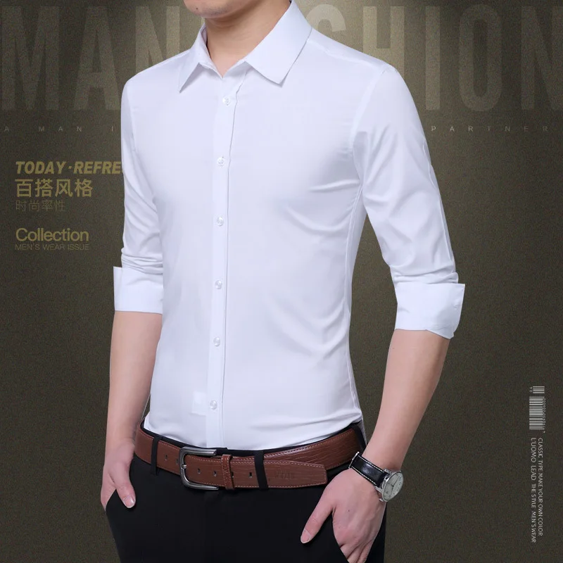 Фото Мужская повседневная приталенная рубашка Camisa Masculina белая хлопковая красная с Мужская повседневная приталенная рубашка Camisa Masculina белая хлопковая красная с