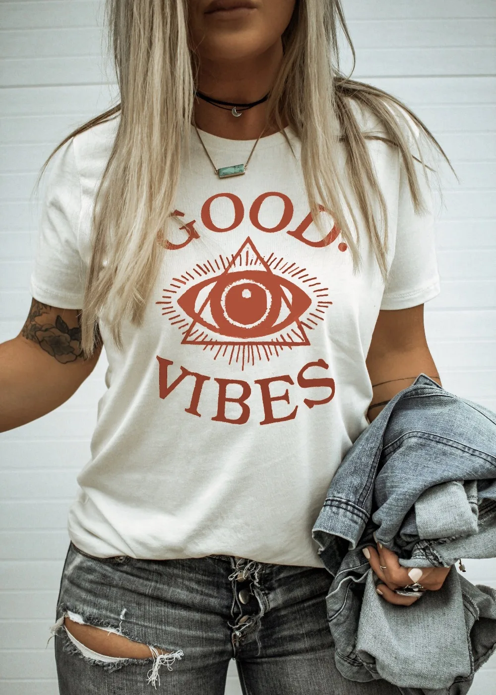 Женская футболка good vibes tumblr хлопковые рубашки с принтом глаз в эстетике уличный