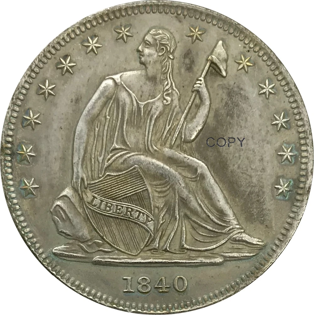 

1840 США половина доллара кюпроникль Посеребренная КОПИЯ монета