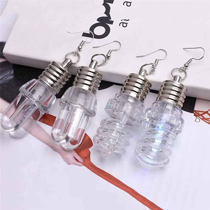 Женская мода Забавный ночной клуб прыжки серьги лампочка красочный светильник