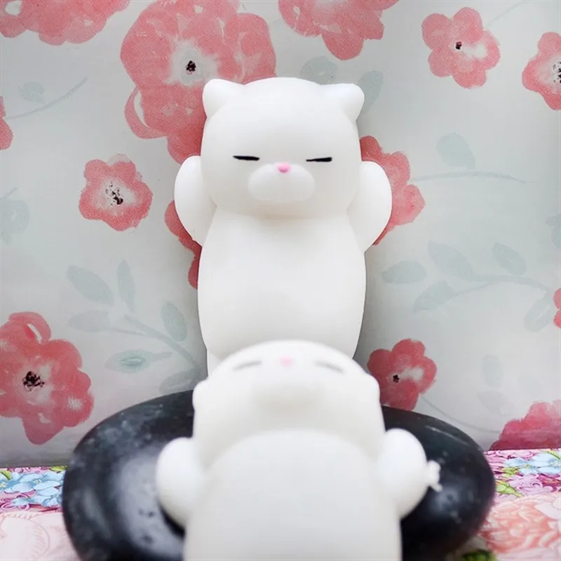 white Мини меняющий цвет мягкий милый кот антистрессовый мяч сжимающий игрушки Mochi Rising Abreact мягкая липкая игрушка для снятия стресса забавная Подарочная игрушка - Цвет: white