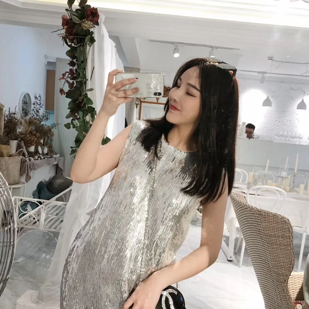 Сарафан с кисточками и тяжелыми блестками Cakucool прямое длинное блестящее