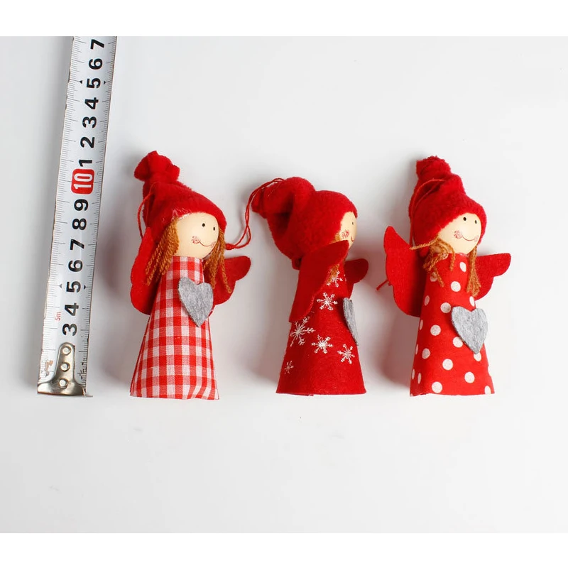 3PCS Red Christmas Angel Doll For Xmas Tree Decorations Pendant Christmas Hanging Ornament New Year Decoration Kids Gift