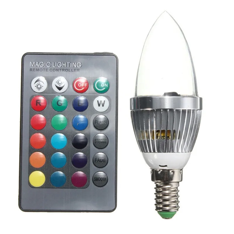 

Brand New LED Light E14/E12 Bulb 85V-265V 3W/5W RGB bulb remote control 15 Colors Changing Candle Light Bulb Lampe for bedroom