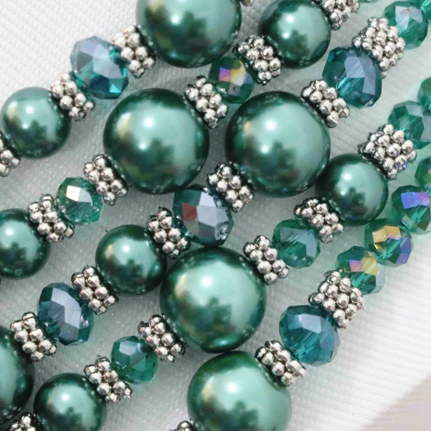 Бесплатная Доставка 5 рядов ожерелье серьги для женщин Павлин зеленый хрусталя с