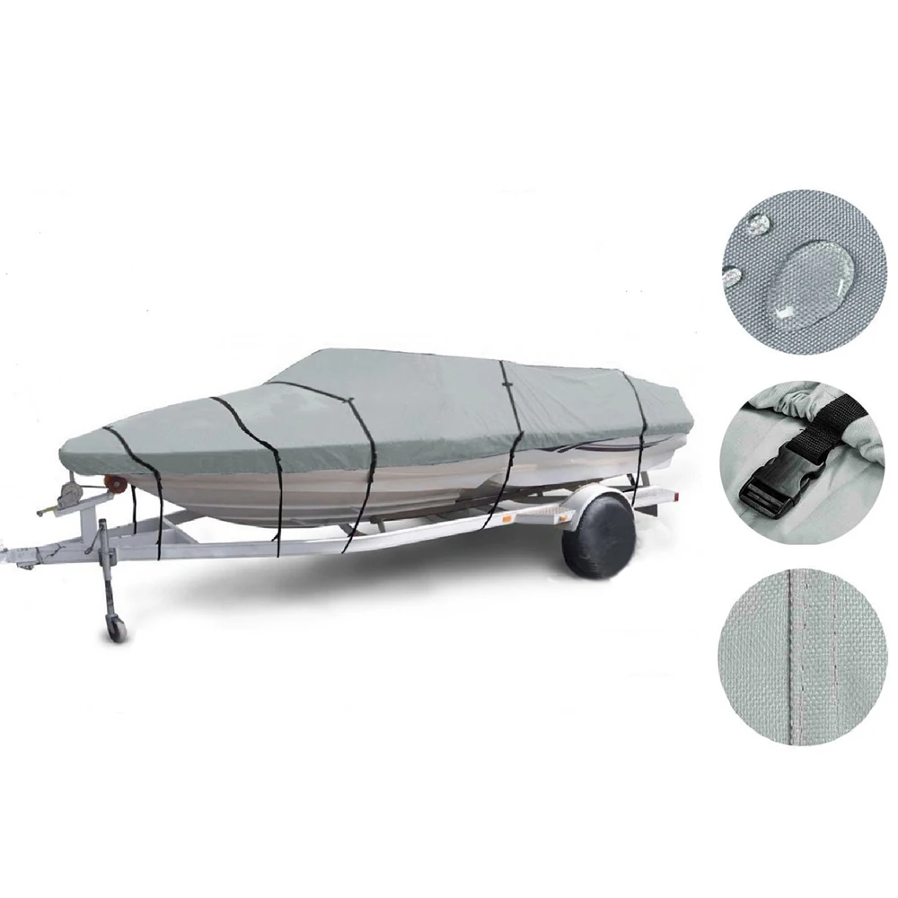 17-19ft 600D Oxford Fabric High Quality Waterproof Boat Cover with Storage Bag Gray | Автомобили и мотоциклы