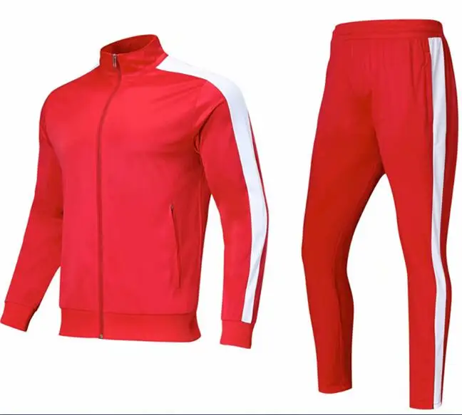 Red Sets ZMSM новые длинные парные мужские и женские Беговые комплекты для тренировок на открытом воздухе, фитнеса, футбола, куртки и штаны, пальто на молнии размера плюс, спортивный костюм - Цвет: Red Sets