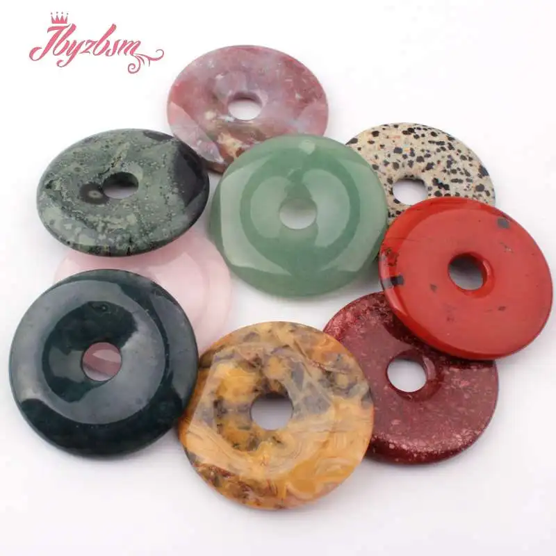 Круглый авантюрин флюорит кварц каменные бусины 50 мм в форме пончика 1 шт. для