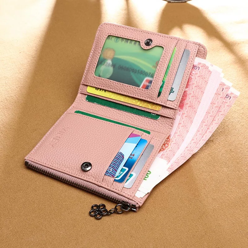 Модный женский тонкий кошелек из натуральной кожи короткий коровьей женские