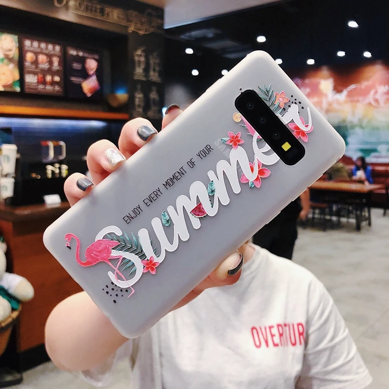 YHBBCASES рельефный чехол из ТПУ с рисунком фламинго для Samsung Galaxy S8 S9 S10 Plus Модный