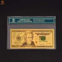 best price us gold banknote 20 dollar money in 24k gold pated paper banknote for collections
