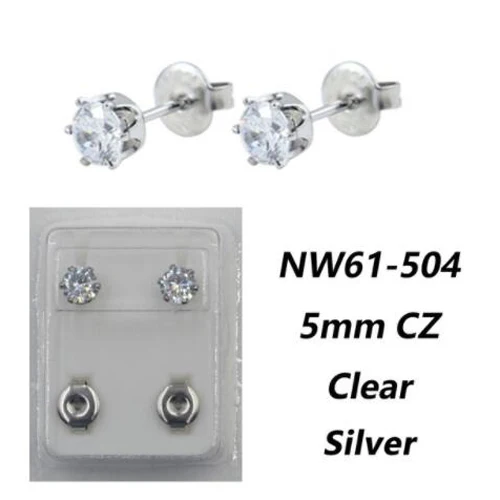 NW61-504 Пара уха шпильки для пирсинга Push-Back серьги хряща Tragus шпилька с полным круглым, сердечко с драгоценным камнем, жемчугом, бабочкой очарование цветок маргаритки - Окраска металла: NW61-504