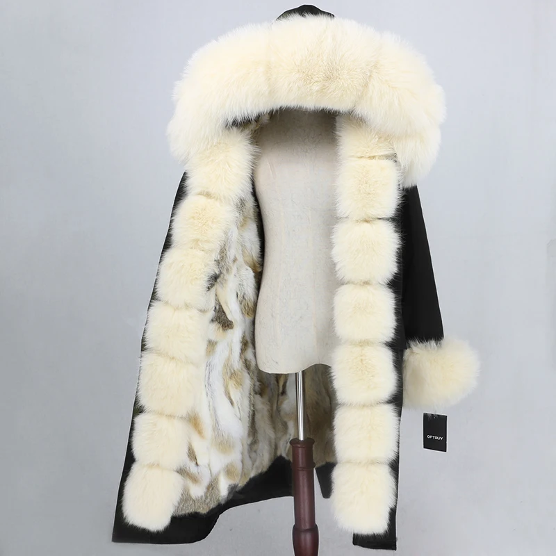 OFTBUY Водонепроницаемая парка X-long натуральное меховое пальто зимняя куртка женская натуральный Лисий мех воротник капюшон Подкладка из натурального кроличьего меха уличная одежда