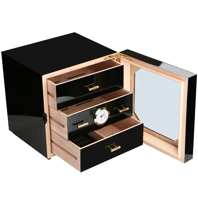 Дерево кедра с подкладкой Humidor 3 ящика для COHIBA сигары увлажняющая коробка HH-1005B |