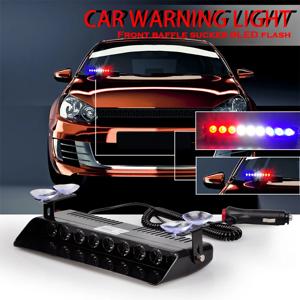 9 DRL красные синие аварийного мигалкой тире Strobe Light Предупреждение светодиодный