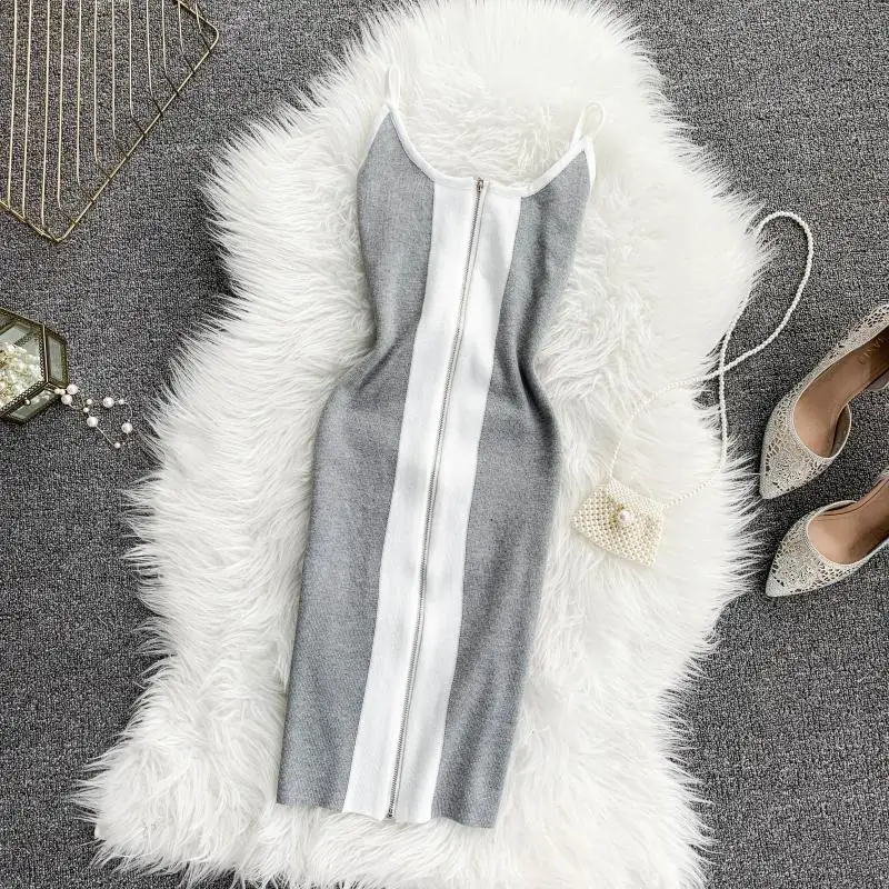 2019 новые модные женские платья контрастный на молнии Талия похудение