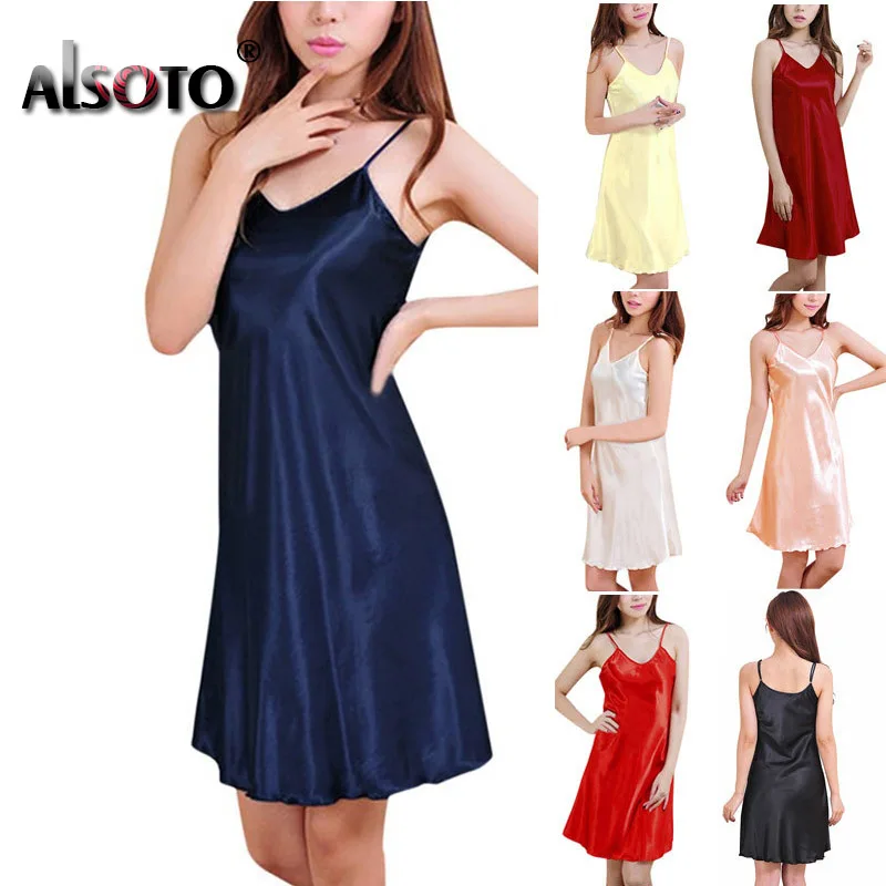 Новое поступление женское сексуальное шелковое атласное Ночное платье без