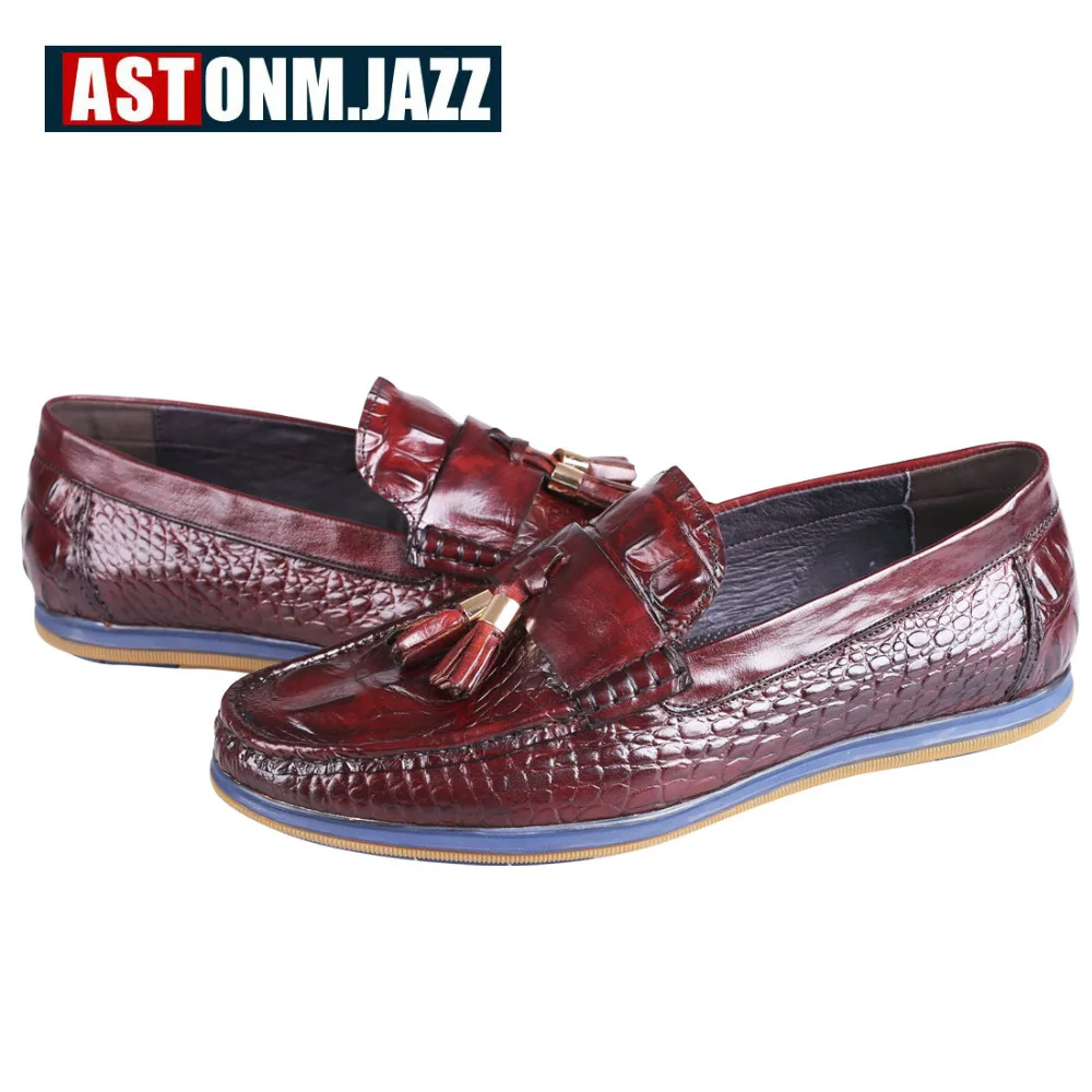 2017 мужские повседневные Мокасины из натуральной крокодиловой кожи слипоны