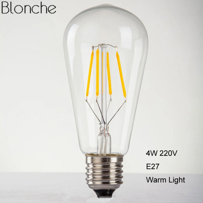 4W E27 220V Bulb Винтажный подвесной светильник из пеньковой веревки, ретро Лофт, промышленный подвесной светильник для гостиной, домашнего освещения, Декор, светодиодный светильник - Цвет корпуса: 4W E27 220V Bulb