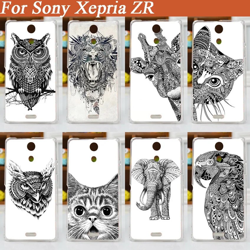 Новый жесткий чехол с рисунком милой совы оленя кота слона для SONY Xperia ZR C5502 C5503