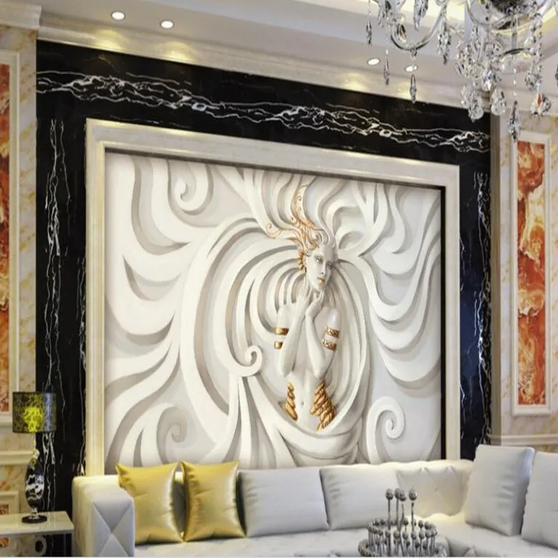 Wellyu пользовательские большие фрески рельефные трехмерные скульптуры Красота 3D