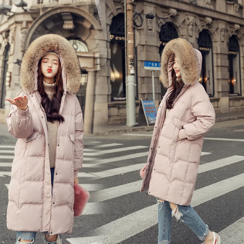 New Parka Winter Down Jacket Woman Hooded Coat Plus Size White Duck Overcoat Big Fur Collar Women Clothes Long coat LQ458 |
