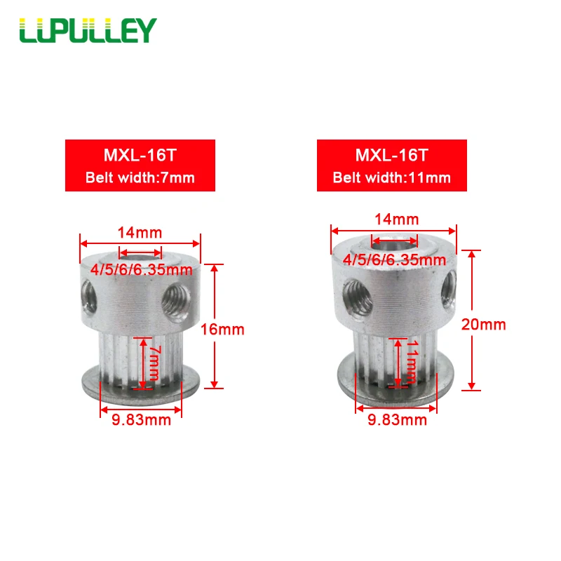 LUPULLEY MXL 16T 16 зубчатый ременный шкив ширина ремня 7/11 мм Диаметр отверстия 4/5/6/6. 35