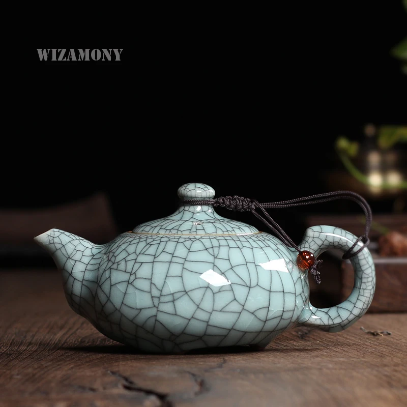 

170ml Crackle Glaze Brother Kiln Longquan Celadon Exquisite Teapot Zisha Ceramics Arts yixing Clay Antique Porcelain Tea set