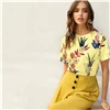 SHEIN Цветочная Футболка С Графическим Принтом Женский Летний Повседневный Топ С Короткими Рукавами И Круглым Вырезом