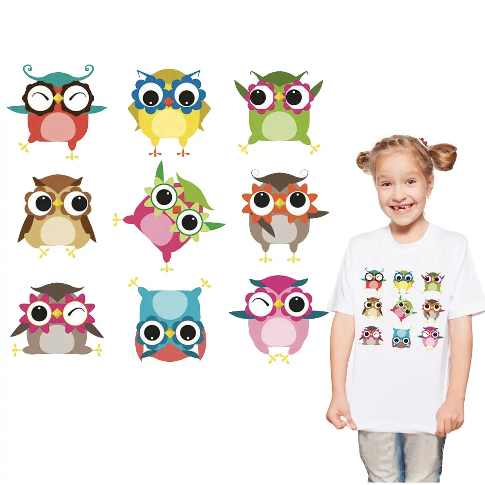 Забавные совы железные нашивки для одежды детский набор Переводные термопатчи