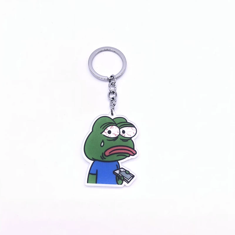 1 Зеленая лягушка Pepe, брелок для ключей, на ощупь, плохой человек, брелок для ключей, для мужчин и женщин, на ощупь, хороший человек, поп-культура, лягушка, ювелирное изделие, брелок - Цвет: 1