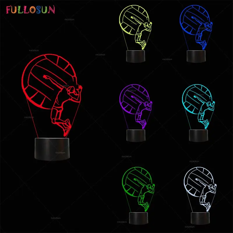 LED 3D Illusion Volleyball Night Lamp 7 Colors USB Light Kids Gift Bedrooms Sleeping Nightlight | Освещение
