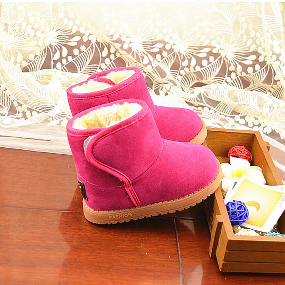 2019 г. Зимние однотонные детские ботинки из натуральной кожи зимние Нескользящие