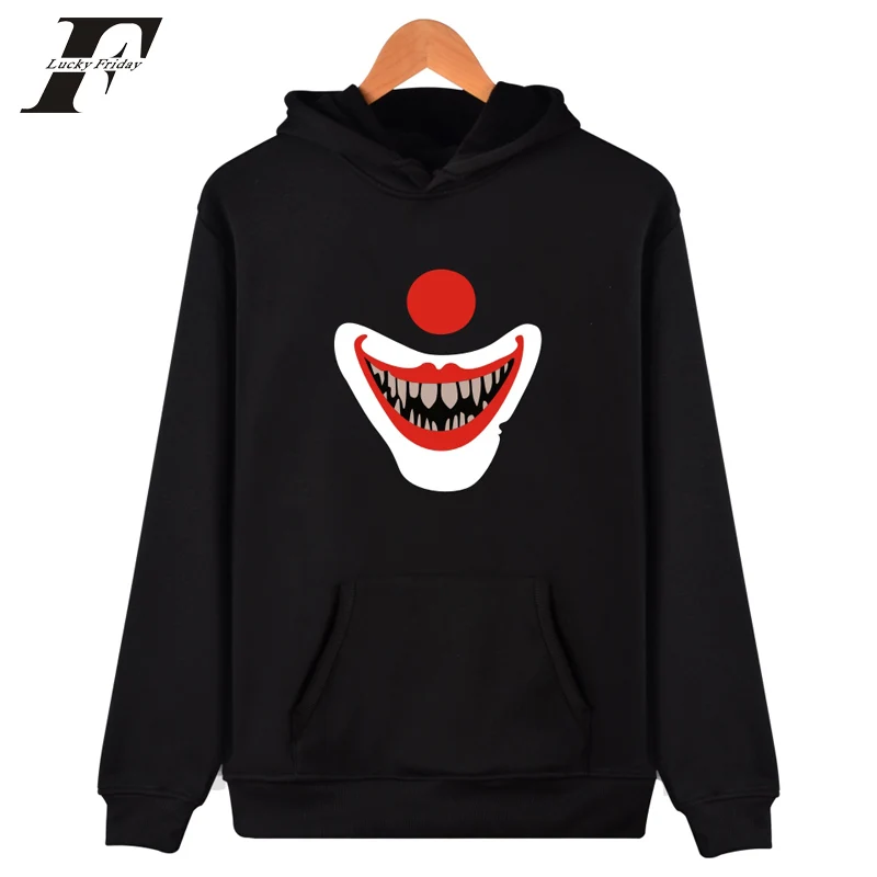 LUCKYFRIDAYF 2017 Pennywise спортивный костюм Свободная Толстовка с капюшоном черный ужас