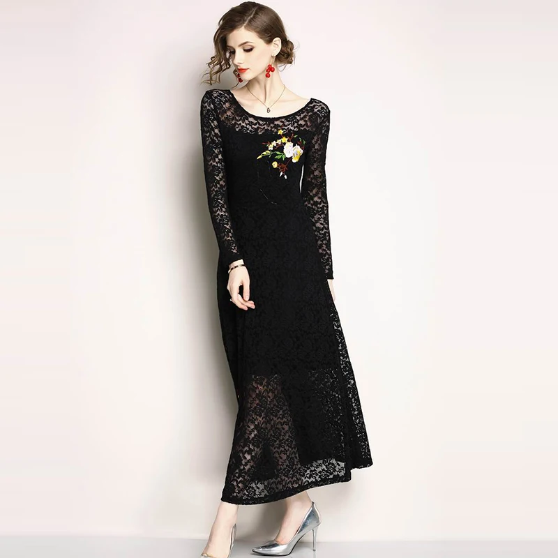 2018 пикантные женские элегантный цветок вышивка кружевное платье vestido de festa модное