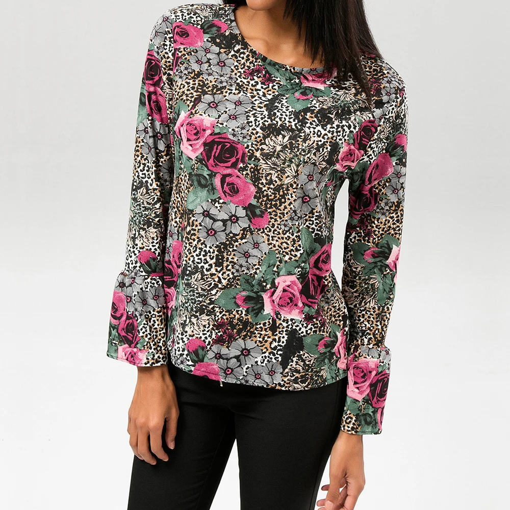 Женская шифоновая рубашка для отдыха на весну и осень модная блузка с круглым