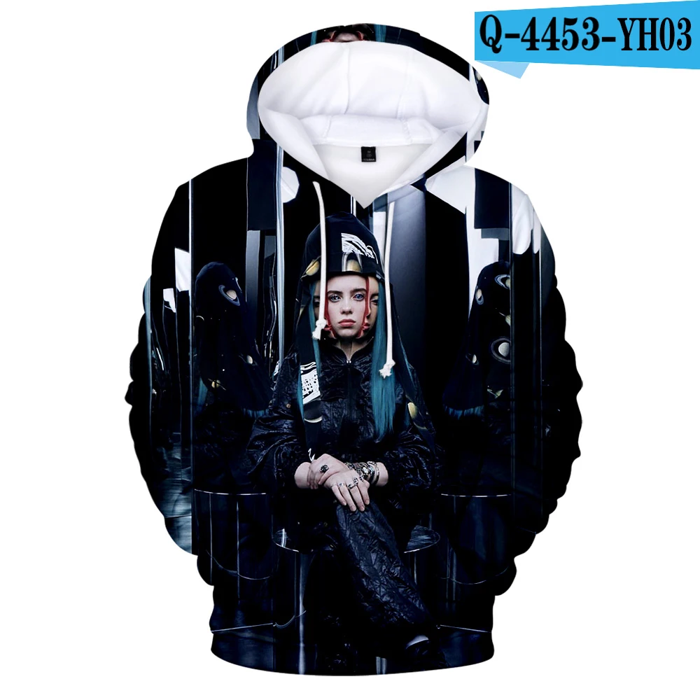3D 3D Billie Eilish толстовки женские свитшоты мужские модные худи с принтом новые свитшоты Billie Eilish осенние 3D толстовки XXS-4XL - Цвет: 3D