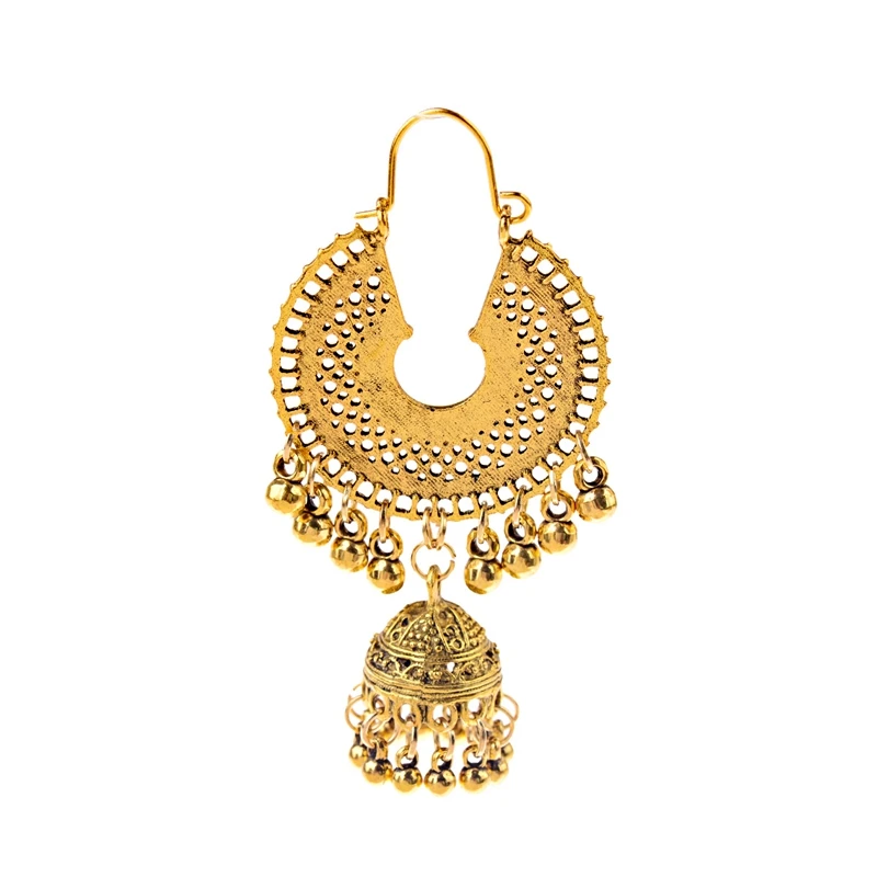 Египетские винтажные женские Золотые и Серебряные Колокольчики Jhumka, этнические серьги-кисточки, турецкие племенные GypsyRound полые индийские ювелирные изделия