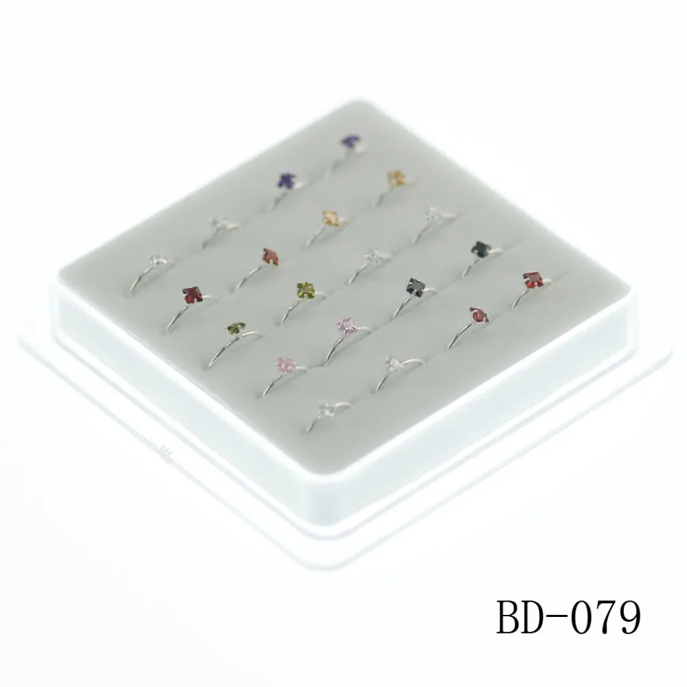 Кольца для носа из серебра 925 пробы с квадратным цирконием 20 шт.|nose ring|ring nose ringsilver