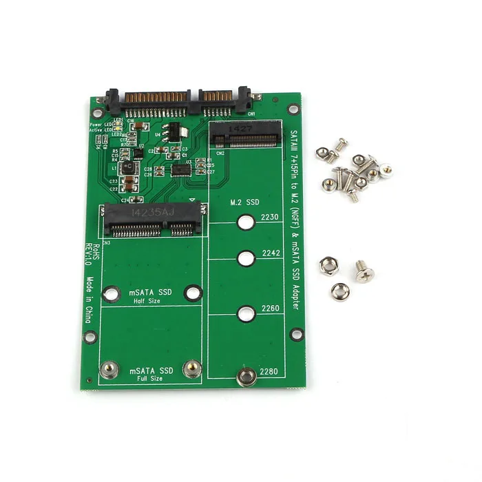 CYDZ Jimier 2 in 1 Combo Mini PCI- E Lane M.2 NGFF &amp mSATA SSD to SATA 3.0 III Adapter Converter PCBA |