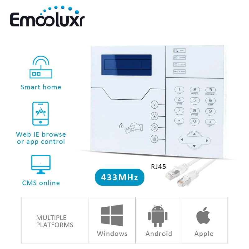 433/868MHz Network Alarma Systems Wireless TCP/IP GSM Burglar Alarme Home System, Web IE and Android/IOS APP Control
