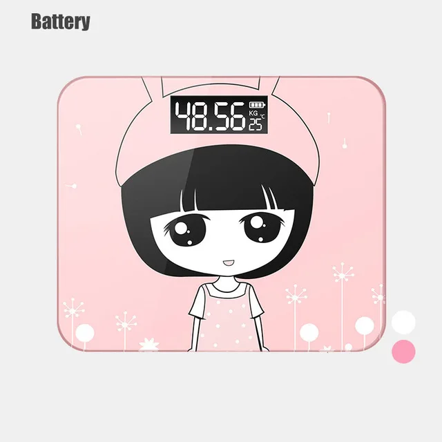 battery Hat Girl ONEUP ванная комната пол тела весы стекло Смарт Электронные весы usb зарядка ЖК-дисплей Взвешивание тела дома цифровые весы - Цвет: battery Hat Girl