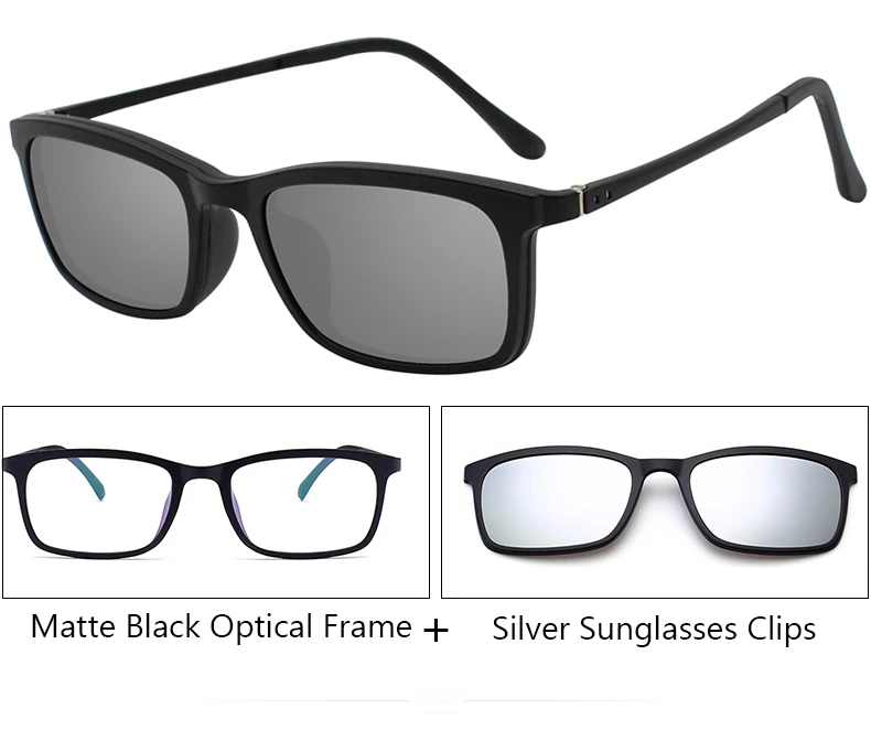 Matt Black Silver Cl IVSTA, ультра-светильник, поляризационные, на застежке, солнцезащитные очки для мужчин и женщин, магнитные очки, магниты, TR90, оптическая оправа, близорукость, линзы для чтения 8803 - Цвет линз: Matt Black Silver Cl