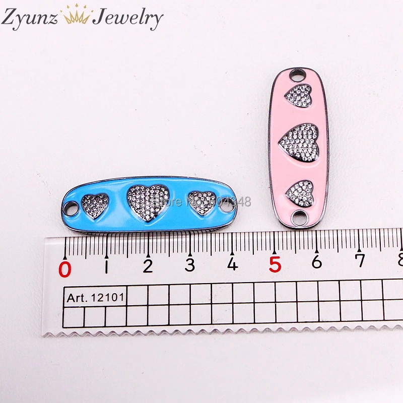 5 шт. ZYZ328-2545 CZ микро проложить прямоугольная изогнутая перекладина с шармы в виде сердец со стразами для браслета/ожерелья, кубического циркония разъем